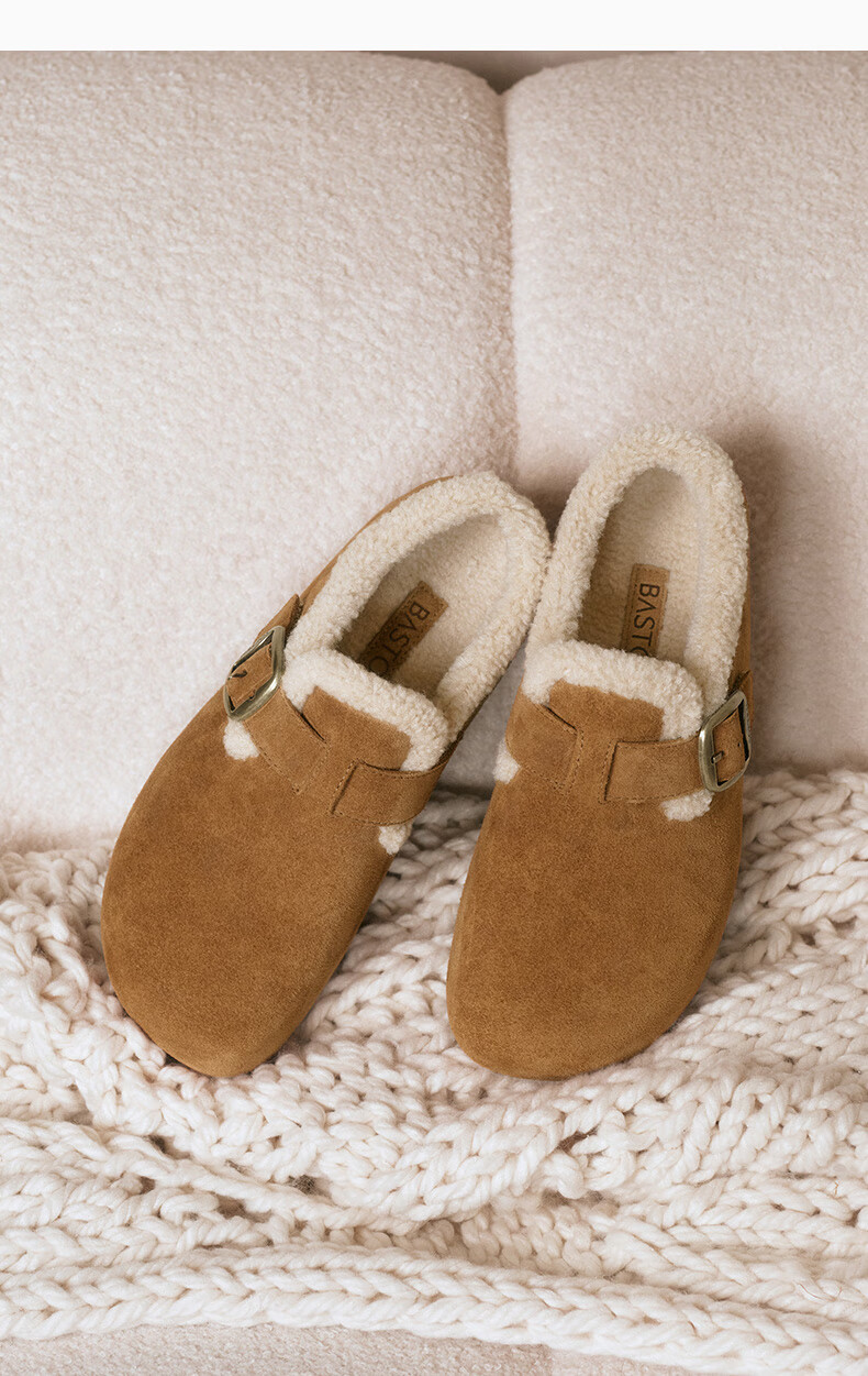 BASTO 25 Winter Birkenstock Style Trendy Retro Fleece Lined Warm Women's Flats B3047DM5 Gray 38 4