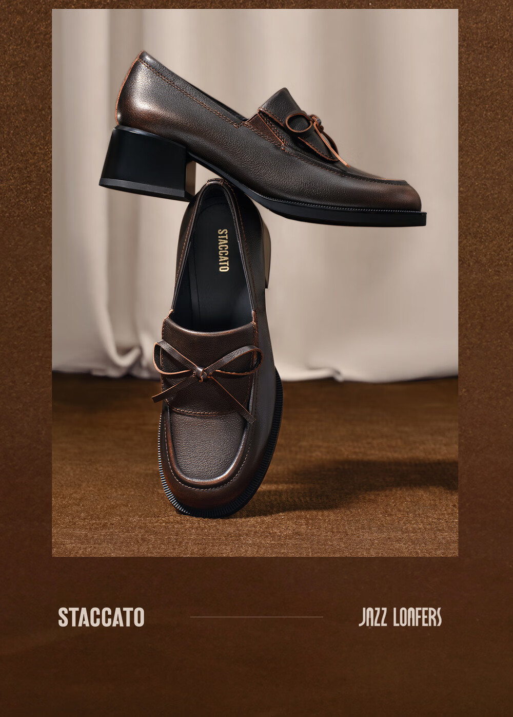 STACCATO Yang Mi Same Style 2026 Little Jenny Loafers Women's Leather Shoes EGY05AA6 Starry Black Size 36 2