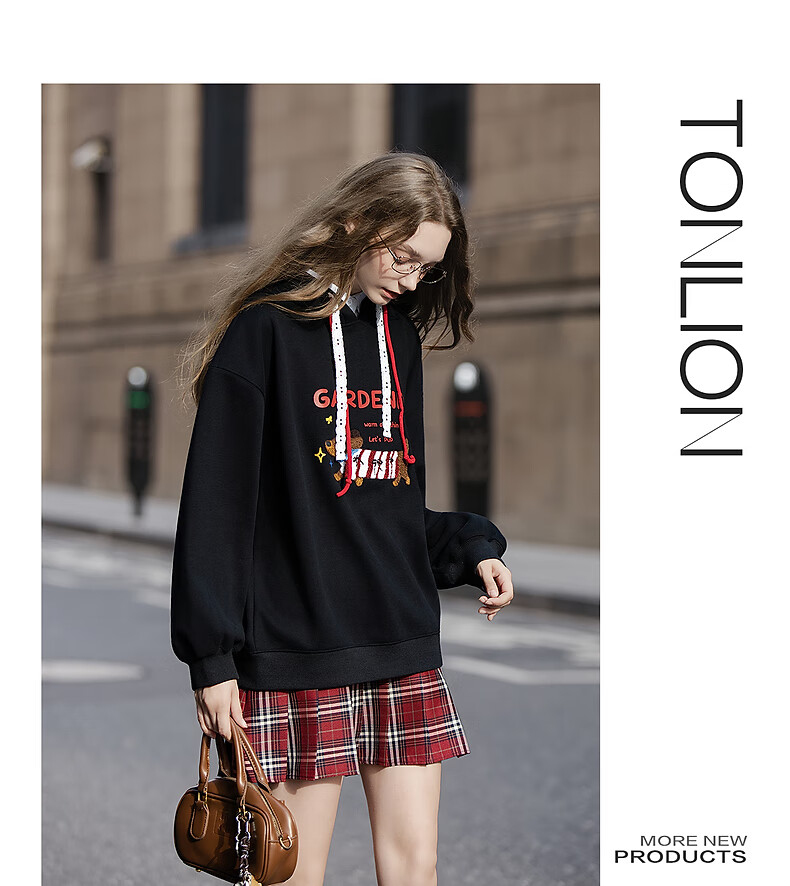 TonLion 2025 Autumn Women's Hoodie with Puppy Print Pullover Sweatshirt 5