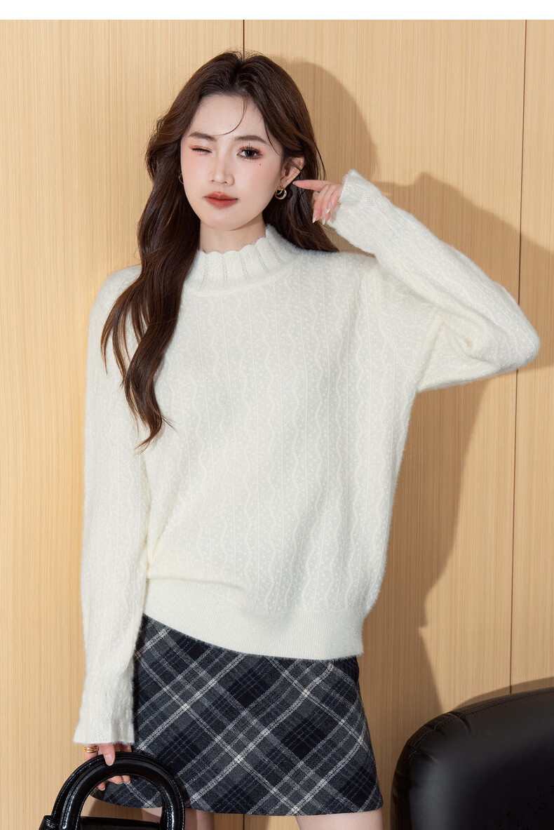 TonLion 2025 Autumn Winter Lady Jacquard Half Turtleneck Pullover Sweater 8