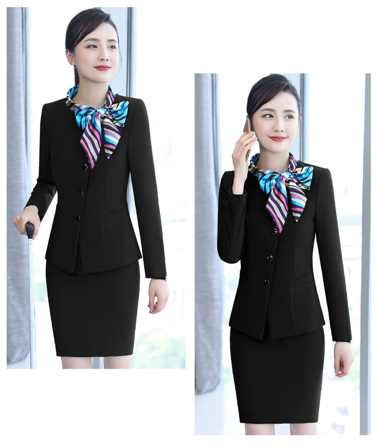 大堂经理服装秋冬新款职业装酒店前台餐饮长袖套装美容院收银员服务员