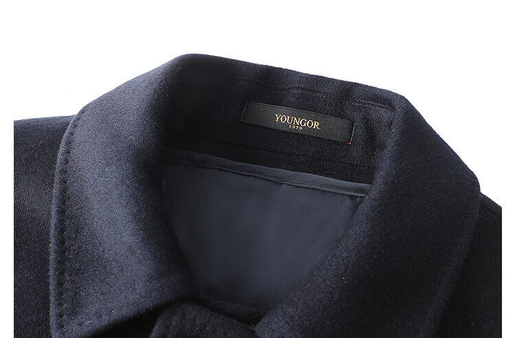 YOUNGOR Cashmere and Goose Down Lined Autumn Winter Men's Warm Short Business Lapel Coat 01N997A 11