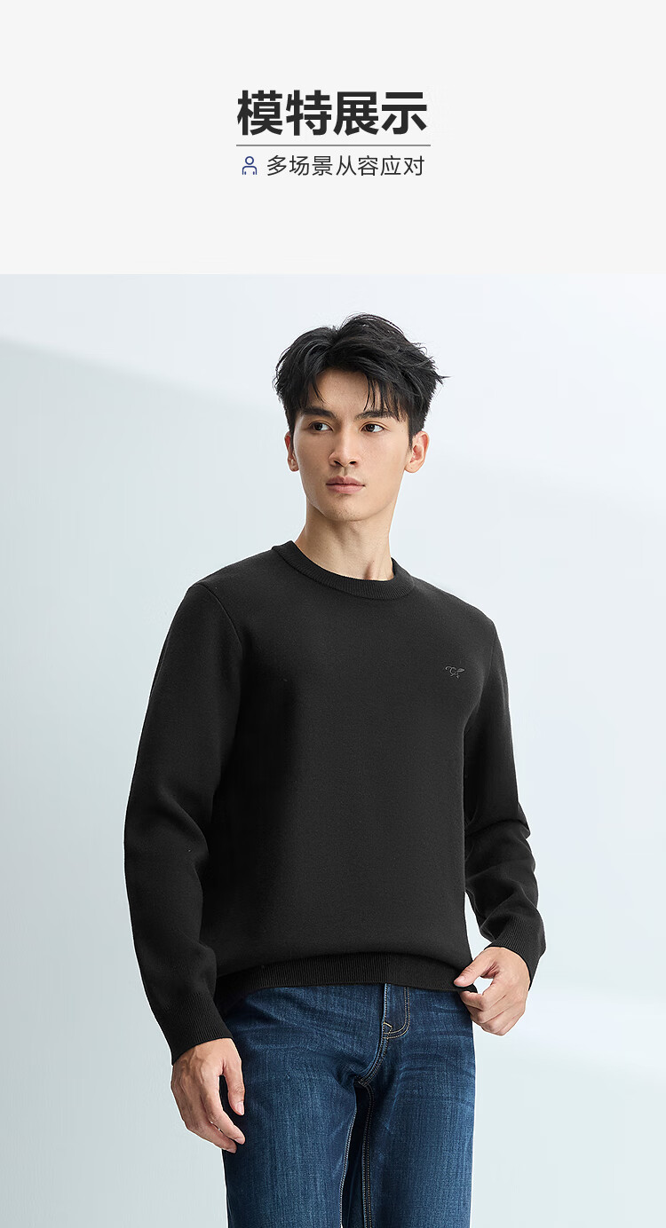 HLAHLA Men's Long Sleeve Knit Sweater Winter 25 Lightweight Business Chic Ageless Crew Neck Sweater 2