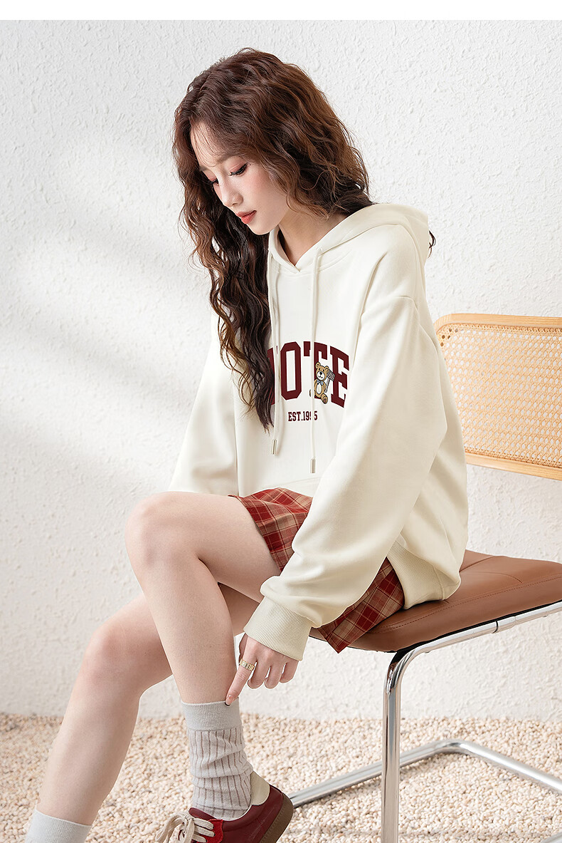 TonLion 2025 Autumn Winter Women's Knitted Hoodie with Front Chest English Bear Sweatshirt 18