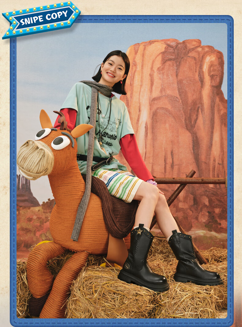 TEENMIX Wu Xuanyi Toy Story Western Boots Women's Suede Woody Yellow Size 36 3