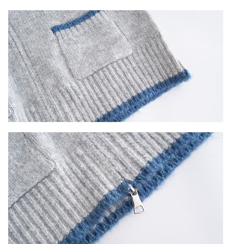 TonLion 2025 Autumn Winter Retro Color-Block Trim Women's Lapel Zip Cardigan Sweater 10