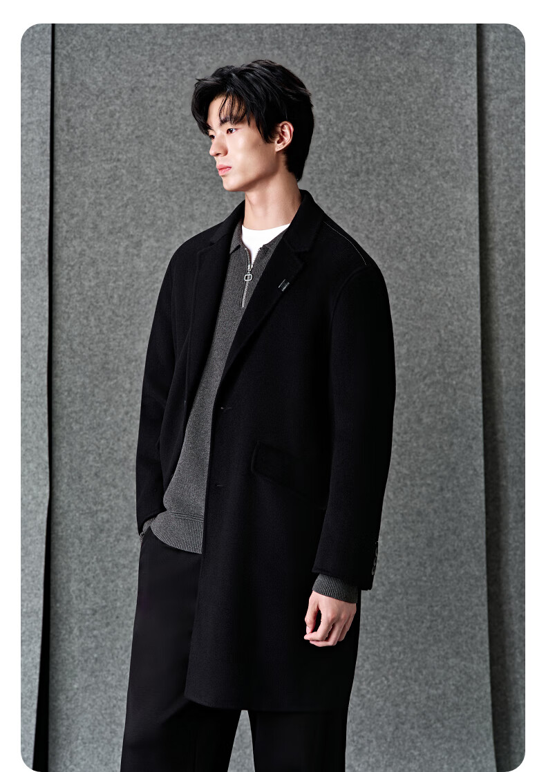 GXG Men's Black Commuter Long Coat Jacket Mall Same Style Black 180/XL 5