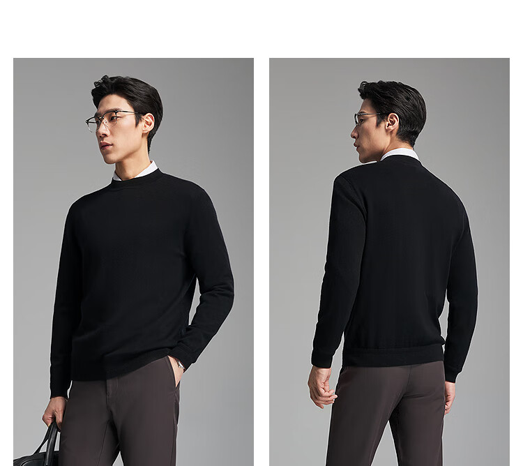 YOUNGOR Full Wool Autumn Winter Men's Half Turtleneck Sweater Business Casual Easy Care Base Shirt 619963C 8