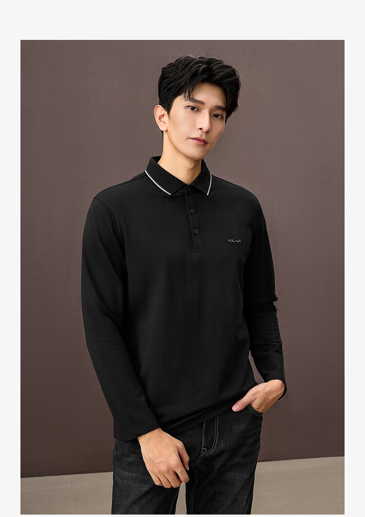 HLAHLA Men's Long Sleeve Polo Shirt 25 Lightweight Business Fashion Collar Autumn 12