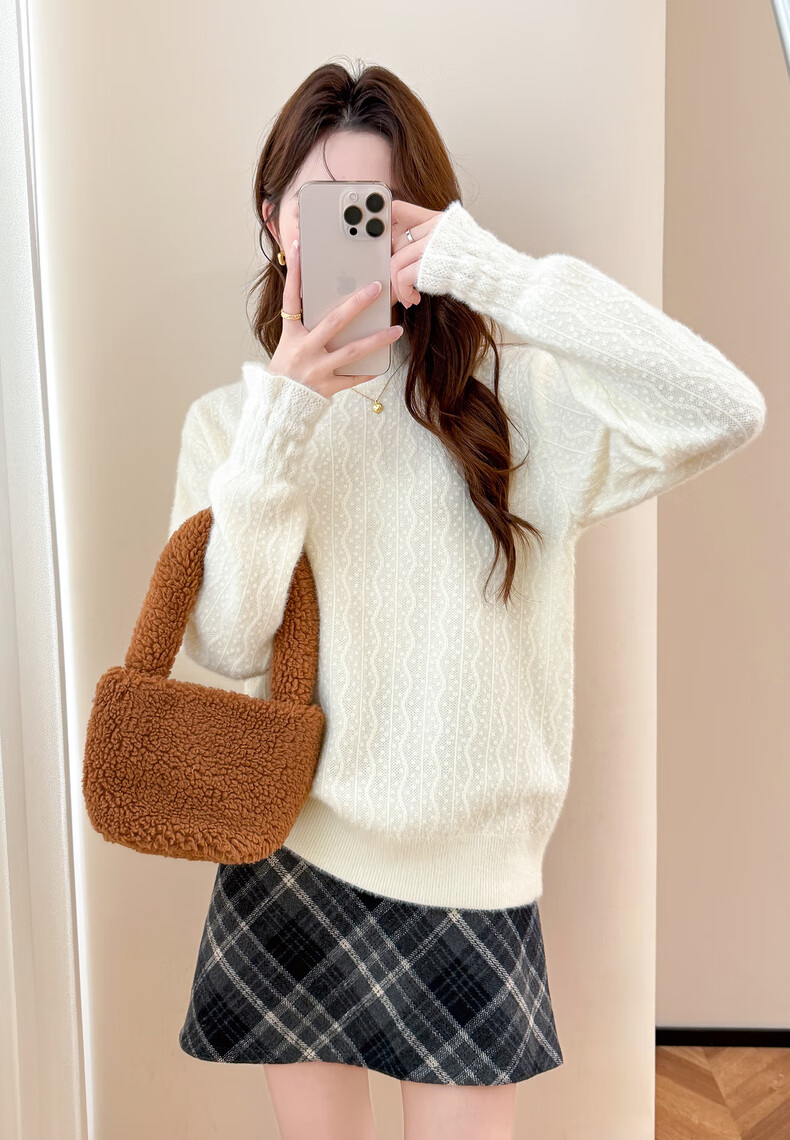 TonLion 2025 Autumn Winter Lady Jacquard Half Turtleneck Pullover Sweater 2