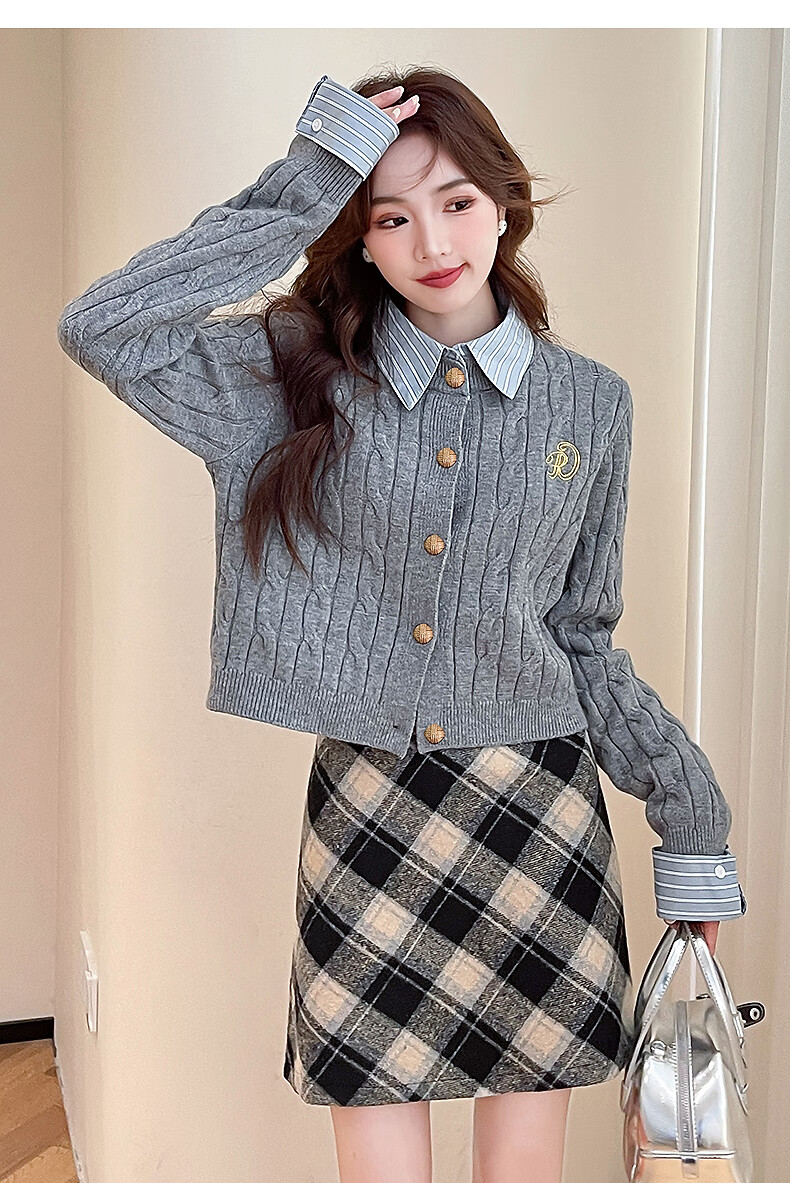 TonLion 2025 Autumn Winter Patchwork Woven Cable Knit Embroidered Women's Cardigan 6
