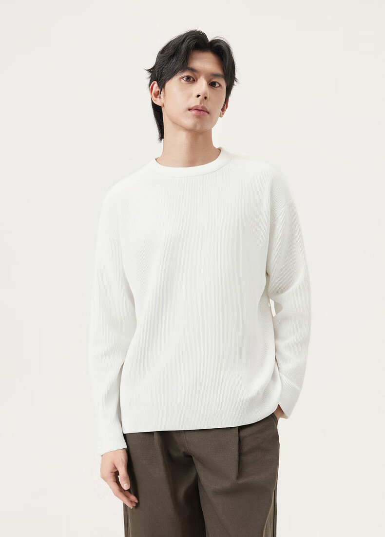 Gxg.jeans Men's Multicolor Ribbed Texture Basic Crew Neck Knit Sweater Winter 2025 New Black 185/XXL 8