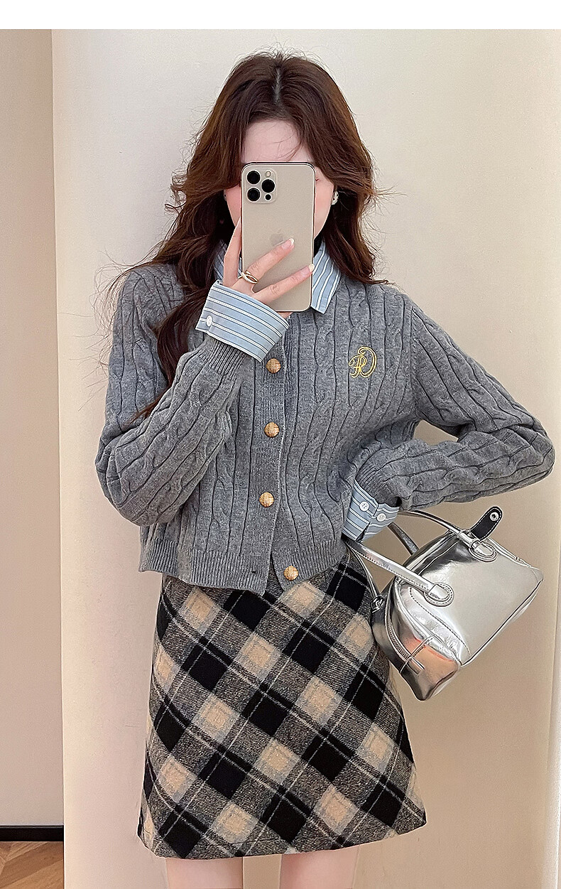 TonLion 2025 Autumn Winter Patchwork Woven Cable Knit Embroidered Women's Cardigan 3