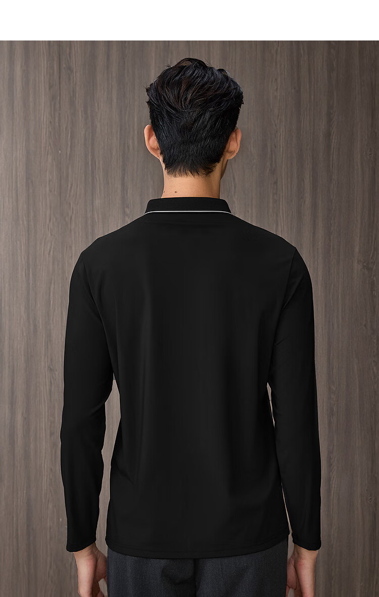 HLAHLA Men's Long Sleeve Polo Shirt Fashionable Collar Comfortable Autumn Long Sleeve 11