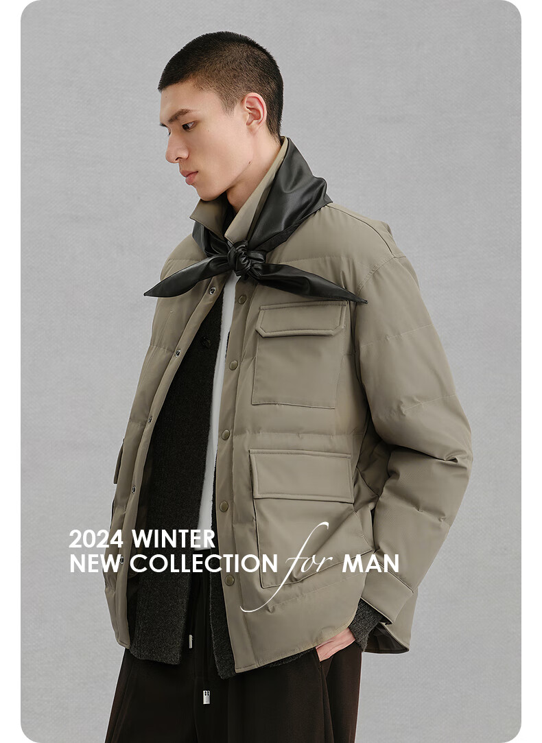 GXG Men's Casual Workwear Shirt-Style Lightweight Down Jacket Khaki 180/XL 3