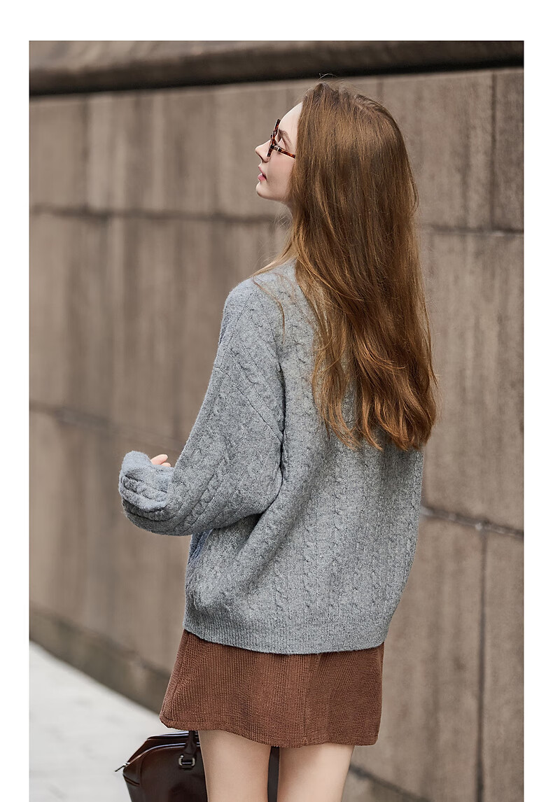 TonLion 2025 Autumn Winter Half-Placket Loose Cable Knit Pullover Sweater for Women 3
