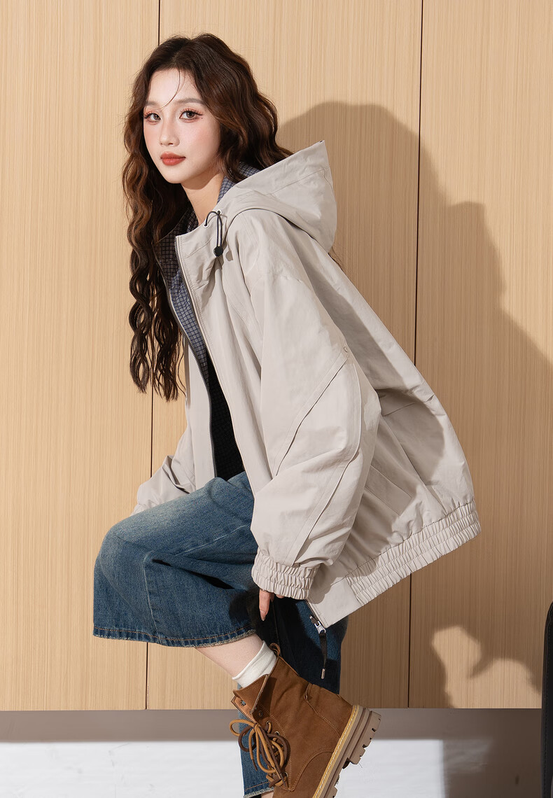 TonLion 2026 Spring Women's Hooded Short Plaid Reversible Casual Fashion Jacket Green S 2