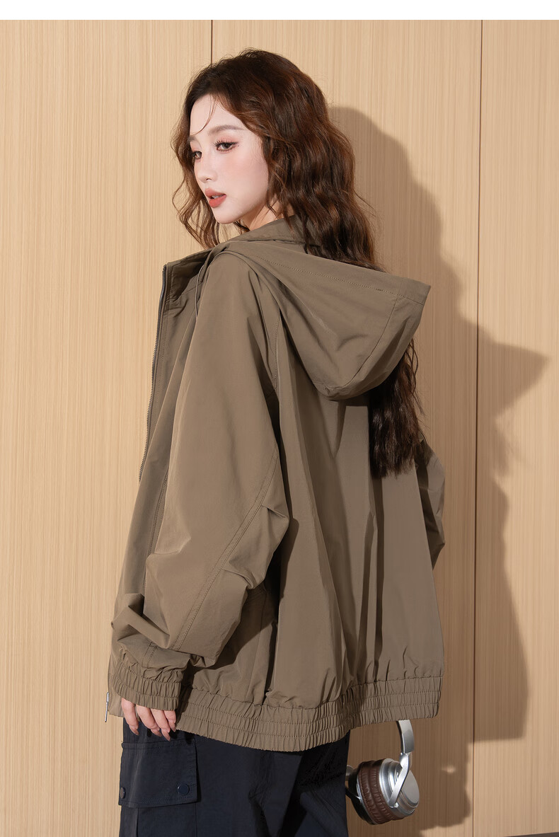 TonLion 2026 Spring Women's Hooded Reversible Plaid Coat Coffee L 12