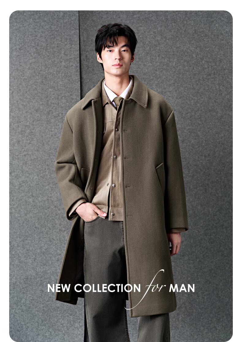 GXG Men's Deep Khaki Loose Warm Commuter Long Coat Deep Khaki 175/L 3