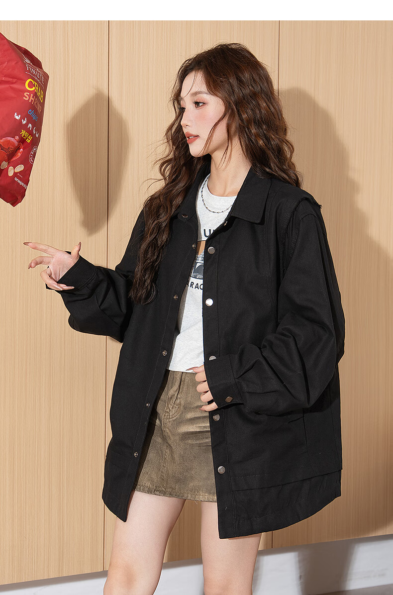 TonLion 2026 Spring Women's Lapel Coat Black S 19