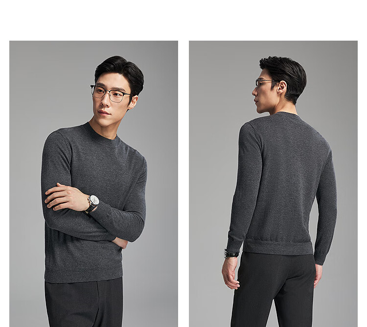 YOUNGOR Full Wool Autumn Winter Men's Half Turtleneck Sweater Business Casual Easy Care Base Shirt 619963C 10