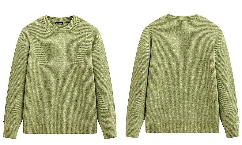 Peacebird Mens Casual Crew Neck Solid Color Brushed Yarn Loose Sweater Moss Green First Batch 2XL 9