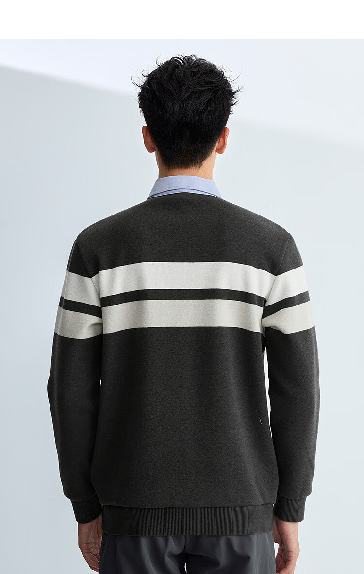 HLAHLA Men's Knitted Sweater Autumn 2025 Light Business Classic Series Fleece Lined Thickened Sweater 4