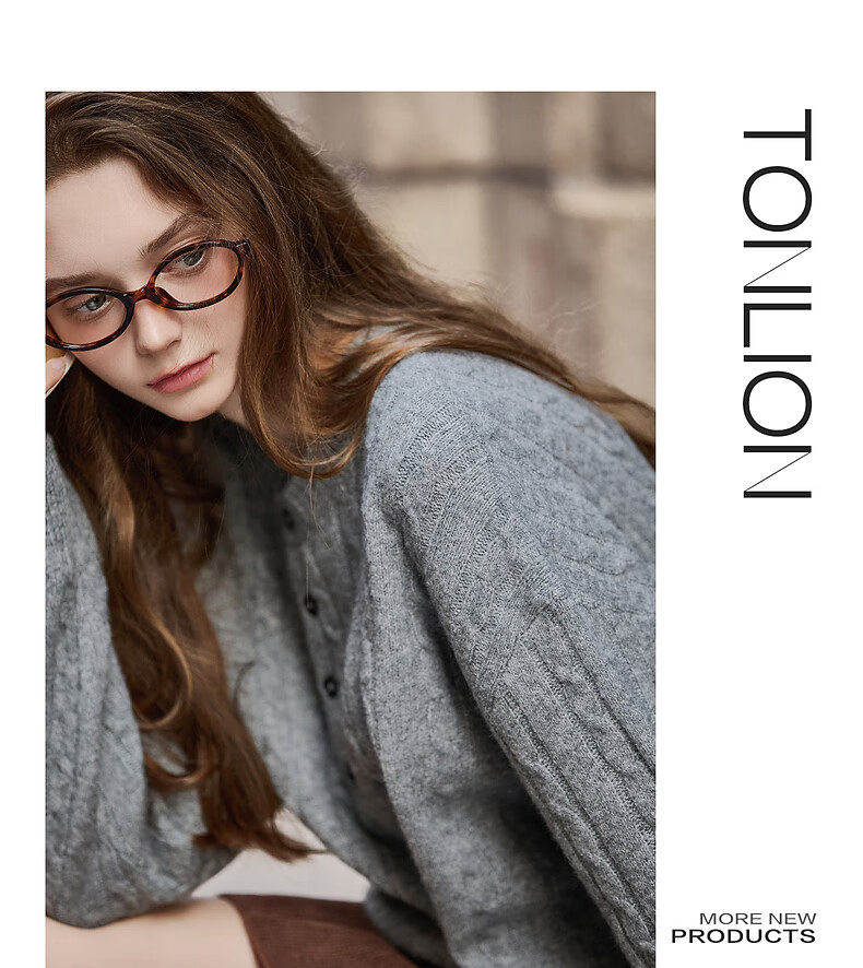 TonLion 2025 Autumn Winter Half-Placket Loose Cable Knit Pullover Sweater for Women 2