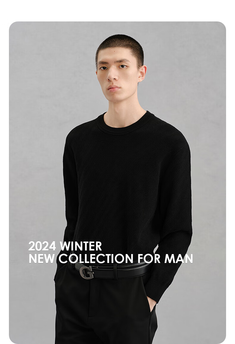 GXG Men's Black Crew Neck Basic Sweater Commuter Knitwear Black 190/XXXL 3