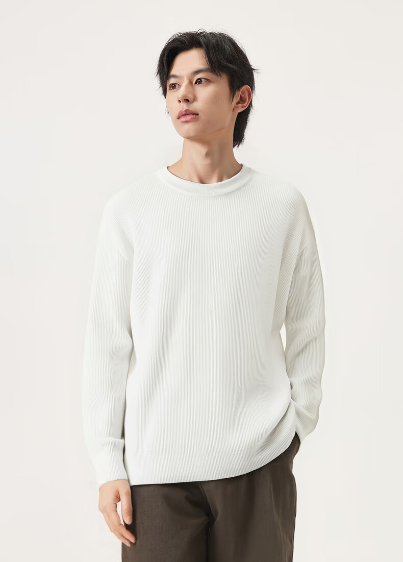 Gxg.jeans Men's Multicolor Ribbed Texture Basic Crew Neck Knit Sweater Winter 2025 New Black 185/XXL 7