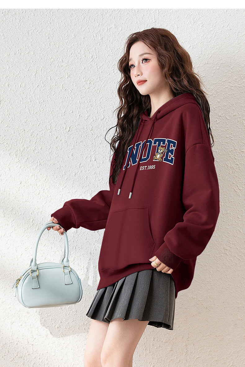 TonLion 2025 Autumn Winter Women's Knitted Hoodie with Front Chest English Bear Sweatshirt 13