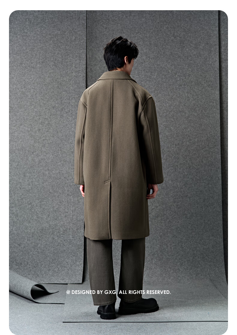 GXG Men's Deep Khaki Loose Warm Commuter Long Coat Deep Khaki 175/L 7