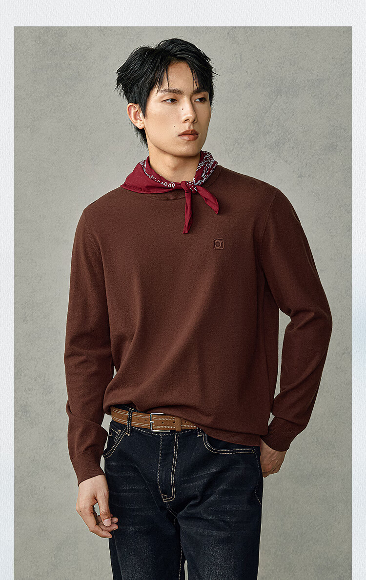 HLAHLA Men's Long Sleeve Knitted Sweater Autumn 25 Chinese Dragon Machine Washable Sweater HNZAW3J016A 6