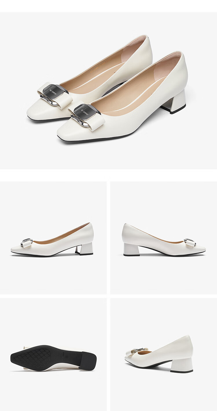 Le Saunda 26 Spring New Fashion Chunky Heel Square Toe Lambskin Commuter Pumps Women 6T41009 Hepburn Black BKK 36 7