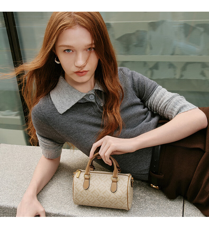 Belle Mother's Day Gift Women's Bag Seagull Monogram Shoulder Bag for Mom Crossbody Boston Bag X7368CX5 Apricot Color 3
