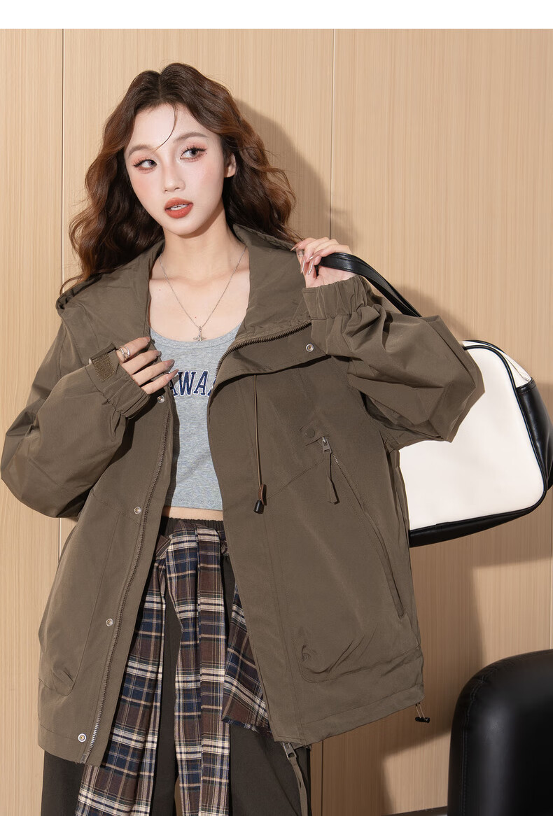 TonLion 2026 Spring Autumn Women's Jacket Casual High-End Fashion Hooded Coat Ins Style 23