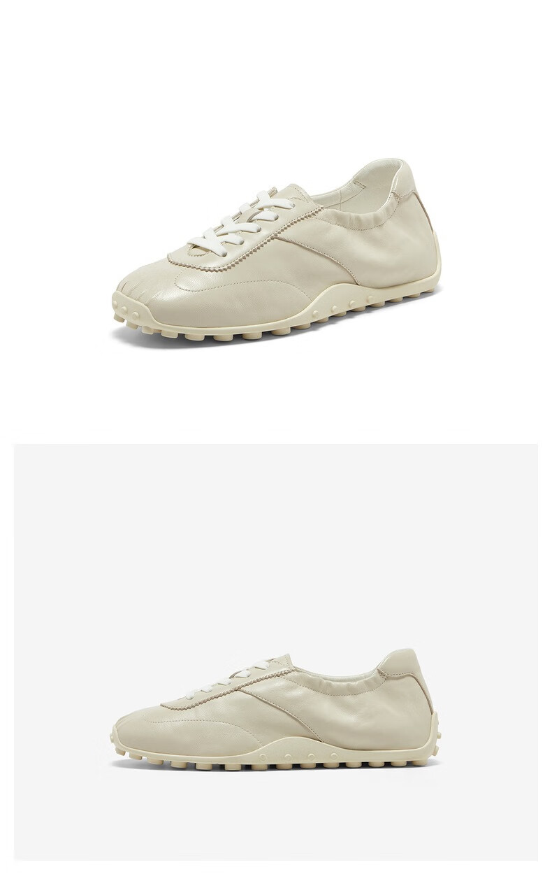 Bata Sheepskin Ballet Training Women's 2026 Spring New Fashion Soft Sole Casual Sports Shoes Brown-39 8