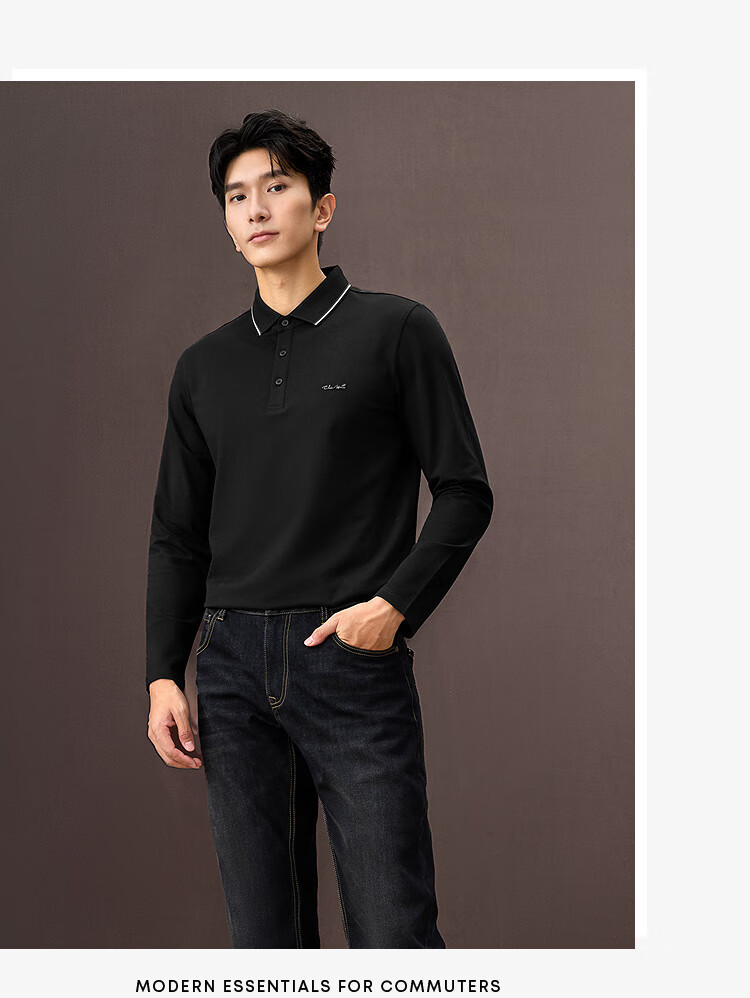 HLAHLA Men's Long Sleeve Polo Shirt 25 Lightweight Business Fashion Collar Autumn 14