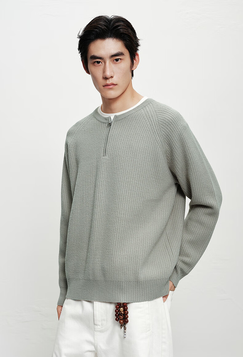 Peacebird Mens Casual Core-Spun Yarn Loose Comfortable Fashion Sweater Desert Sage Green First Batch M 2