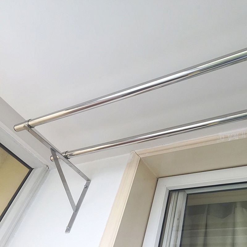 晾衣架阳台固定窗外晾衣杆式外伸侧墙不锈钢外墙窗外晒衣杆壁式挂衣杆