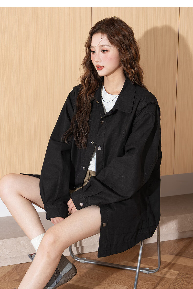 TonLion 2026 Spring Women's Lapel Coat Black S 21
