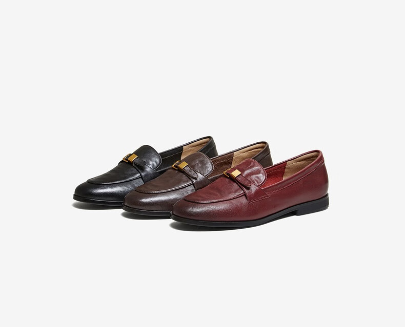 BASTO Jazz Vinyl 26 Spring British Sheepskin Slip-On Loafers Women Single Shoes UXS01AA6 Dark Brown 36 13