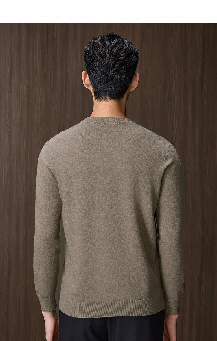 HLA Long-Sleeve Knit Sweater for Men, Light Business Classic Series, Round Neck Pullover, Winter Wear for Me 12