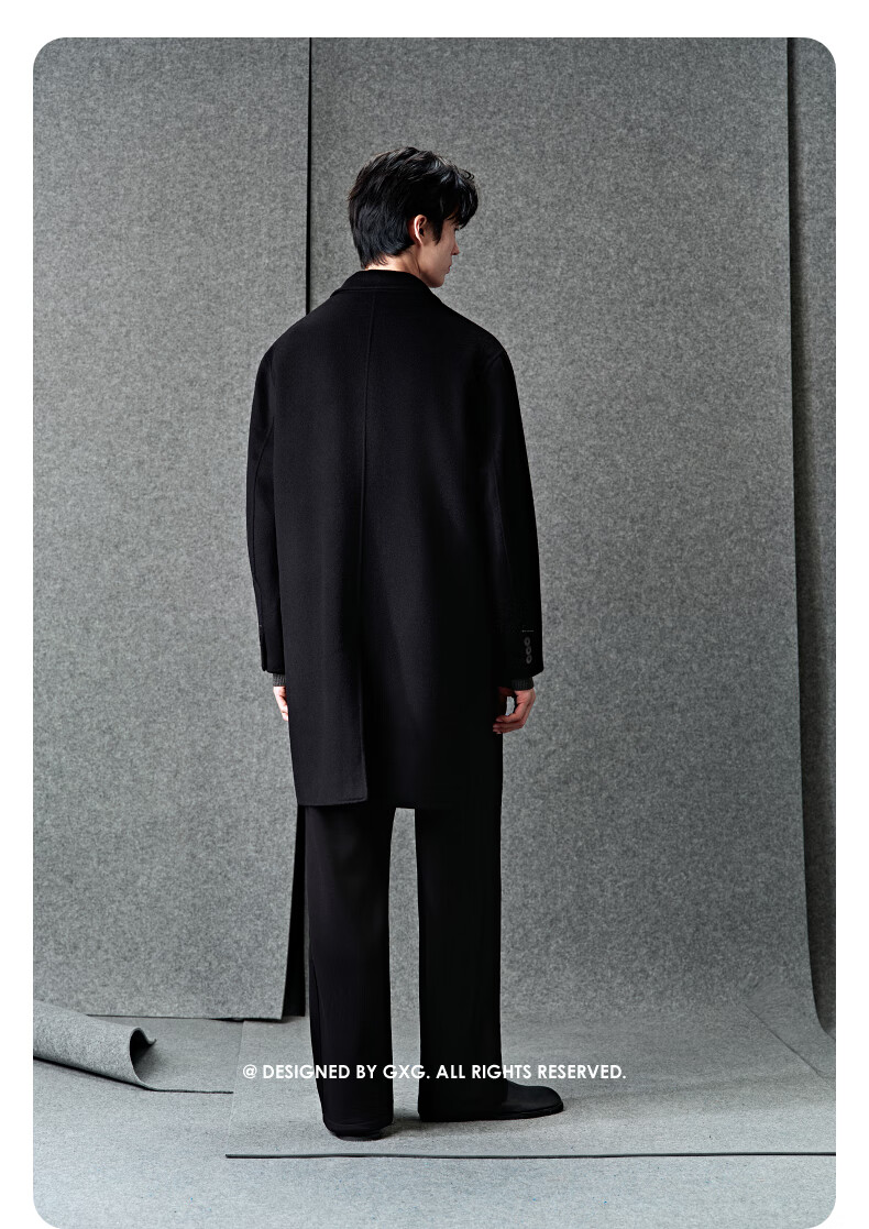 GXG Men's Black Commuter Long Coat Jacket Mall Same Style Black 180/XL 6