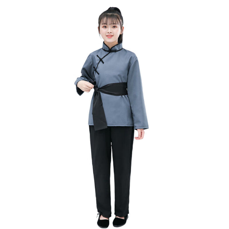 小憨鹿儿童农民百姓村姑服装马褂民国时期村民八路王二小雨来话剧演出