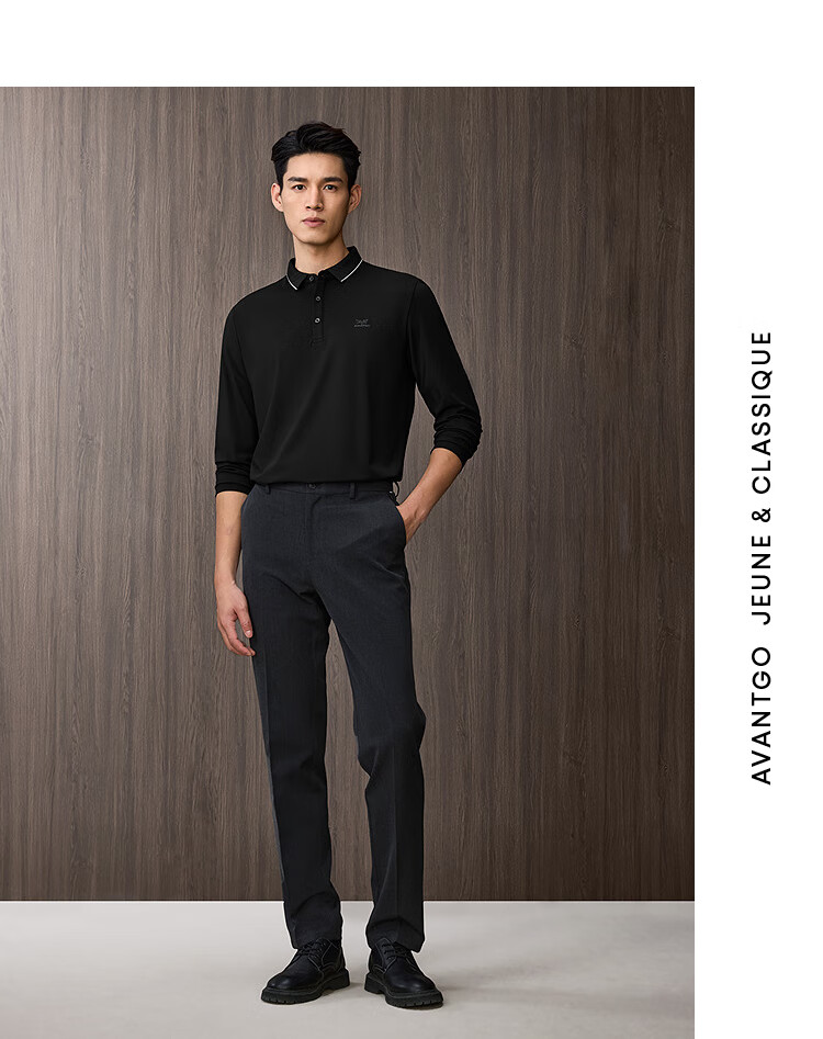 HLAHLA Men's Long Sleeve Polo Shirt Fashionable Collar Comfortable Autumn Long Sleeve 10