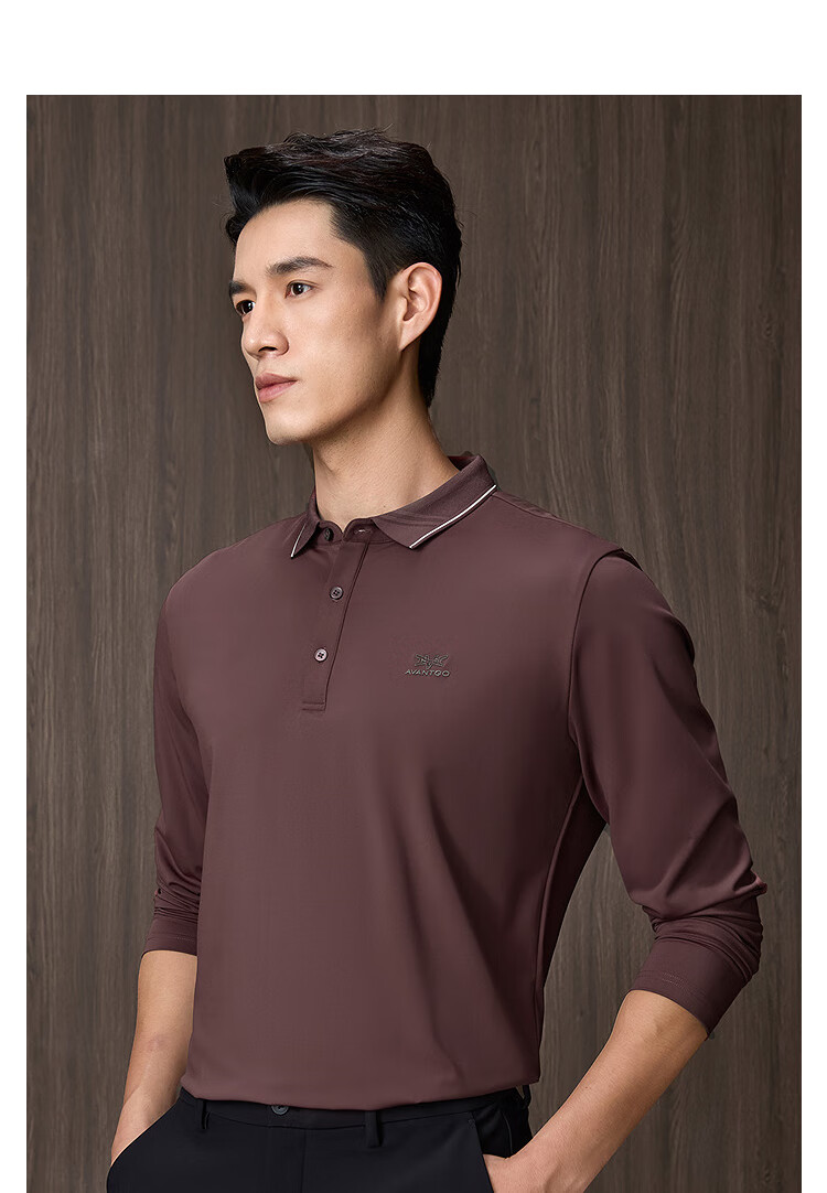 HLAHLA Men's Long Sleeve Polo Shirt Fashionable Collar Comfortable Autumn Long Sleeve 12