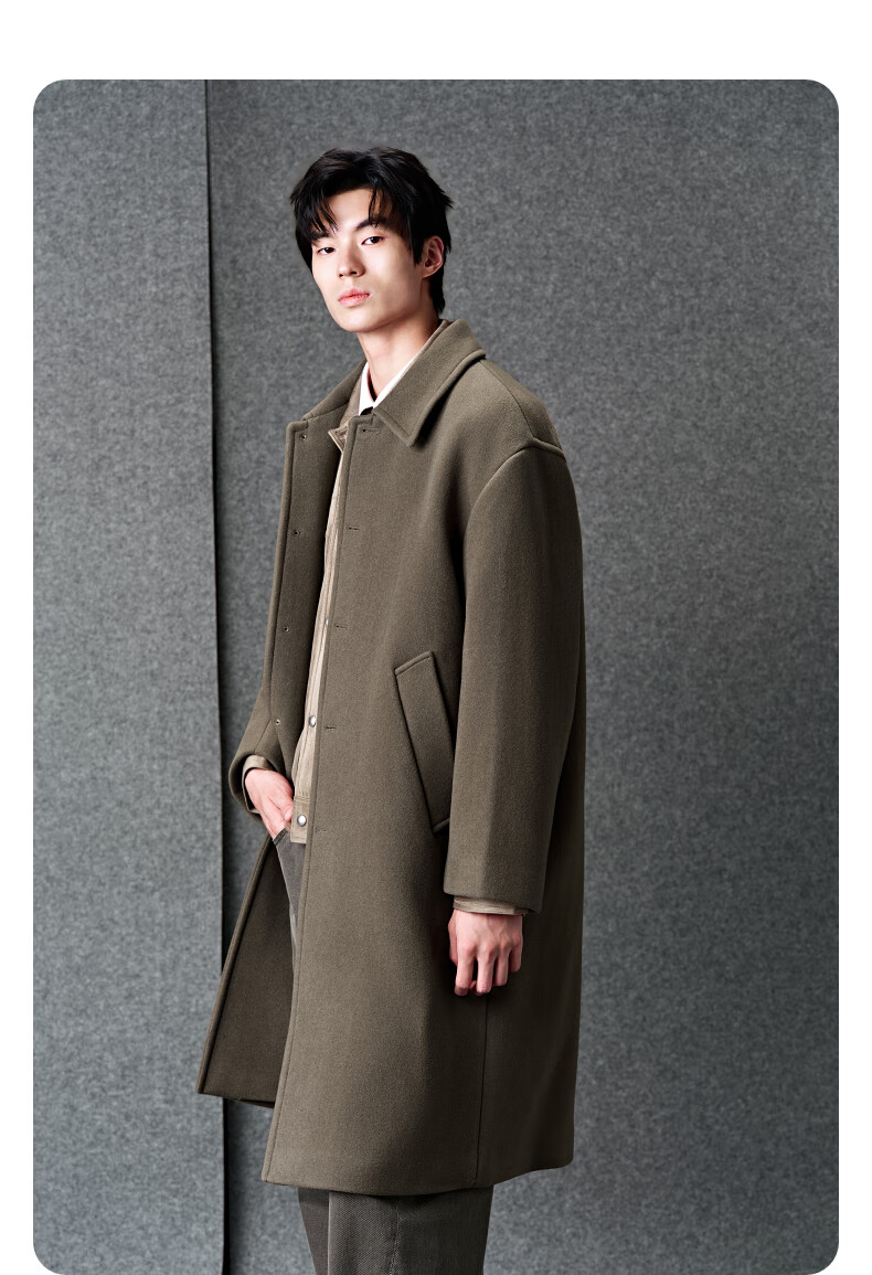 GXG Men's Deep Khaki Loose Warm Commuter Long Coat Deep Khaki 175/L 4