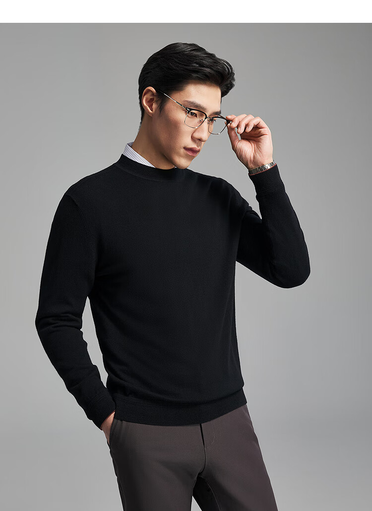 YOUNGOR Full Wool Autumn Winter Men's Half Turtleneck Sweater Business Casual Easy Care Base Shirt 619963C 7