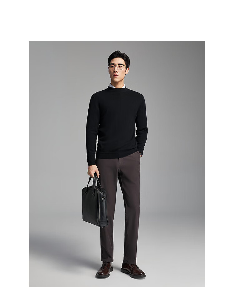 YOUNGOR Full Wool Autumn Winter Men's Half Turtleneck Sweater Business Casual Easy Care Base Shirt 619963C 5